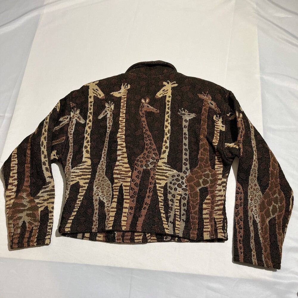 Vintage Painted Pony Jacket Sweater Tapestry Giraffes Crop Safari Jungle